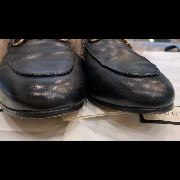Women Gucci Princetown Fur Leather Mule Loafer - Picture 3 of 8
